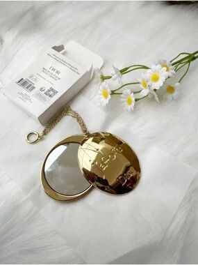 Dior Shiny Gold Compact Mirror with Chain